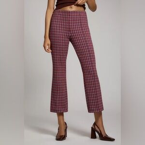 Maeve anthropologie the margot kick flare cropped pants plaid Checkered stretch